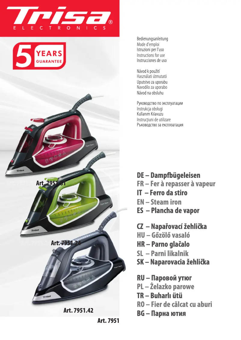 Page 1 de la notice Manuel utilisateur Trisa Expert Steam