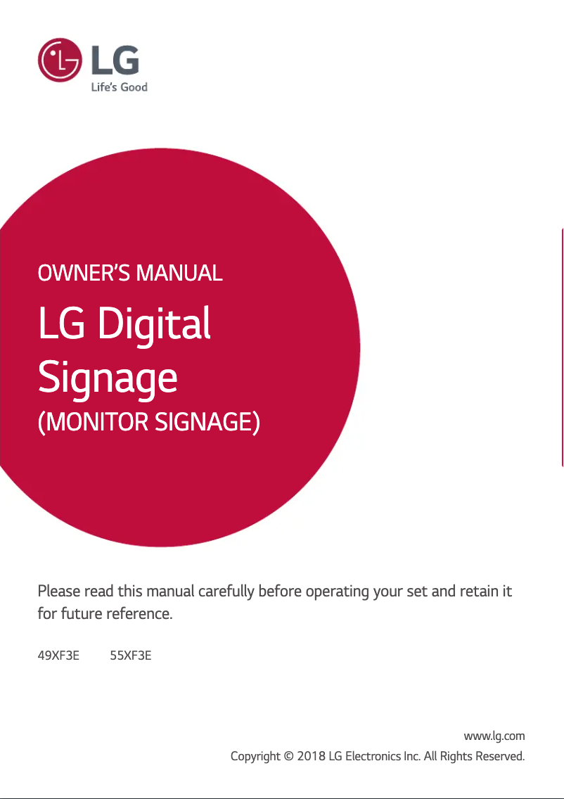 Page 1 of the manual User Manual LG 55XF3E