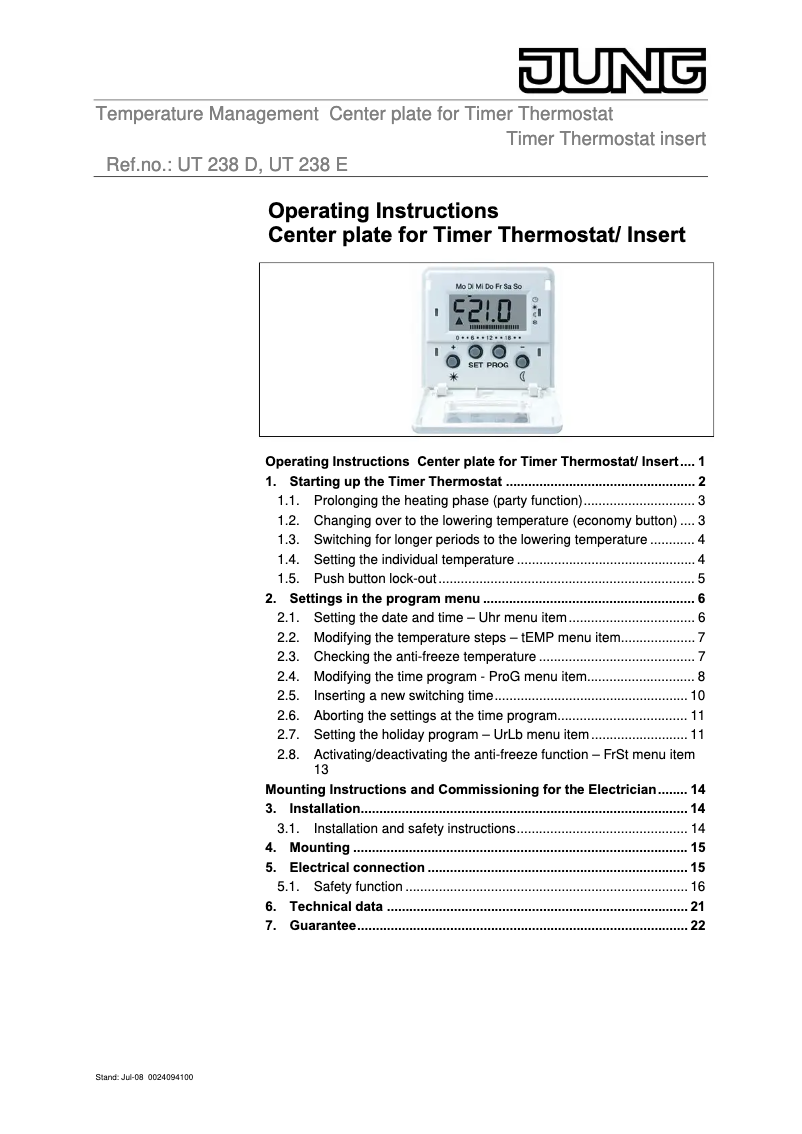 Image de la première page du manuel de l'appareil LSUT238D