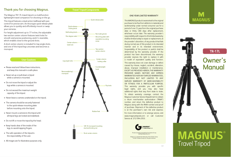 Page 1 de la notice Manuel utilisateur Magnus TR-17L