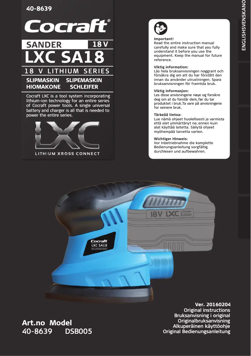 Page 1 de la notice Manuel utilisateur Cocraft LXC SA18