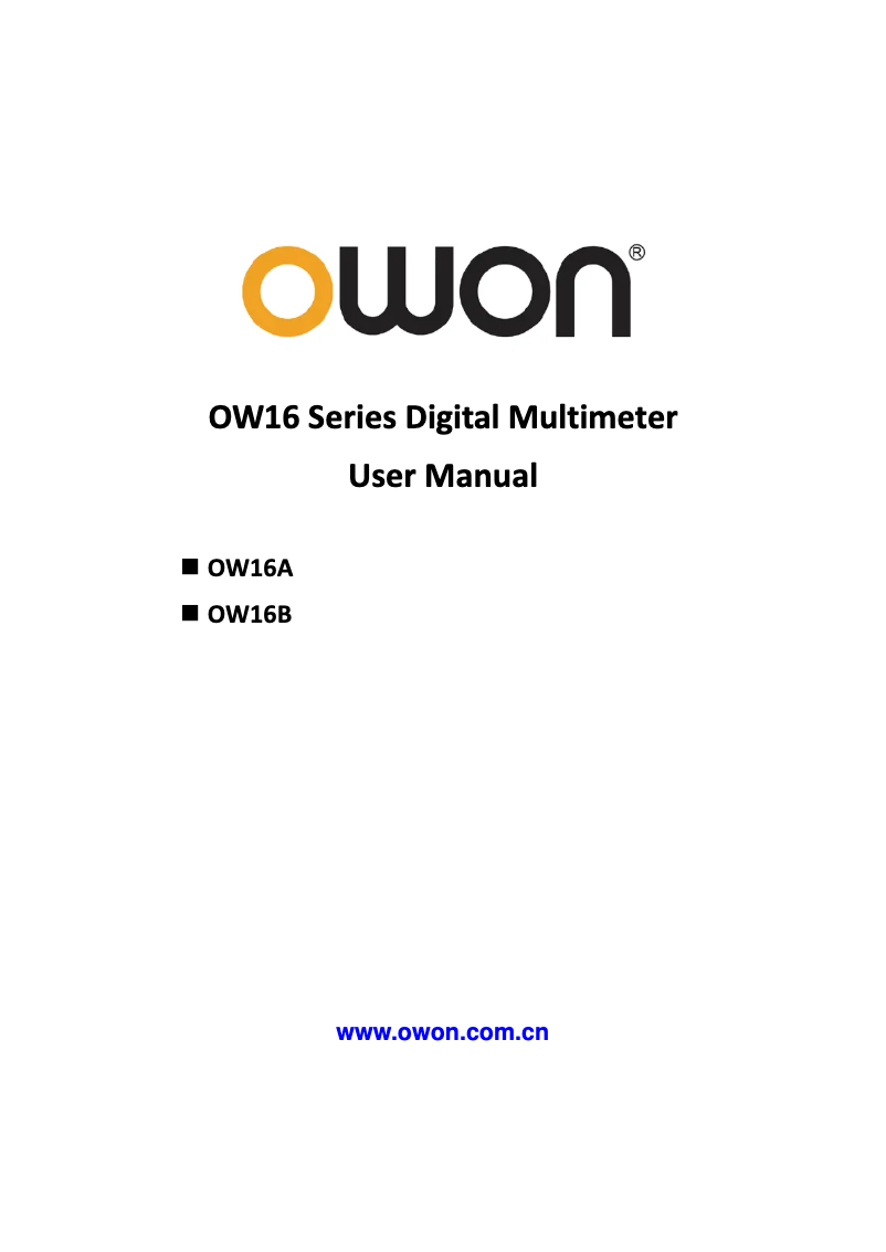 Page 1 de la notice Manuel utilisateur Owon OW16