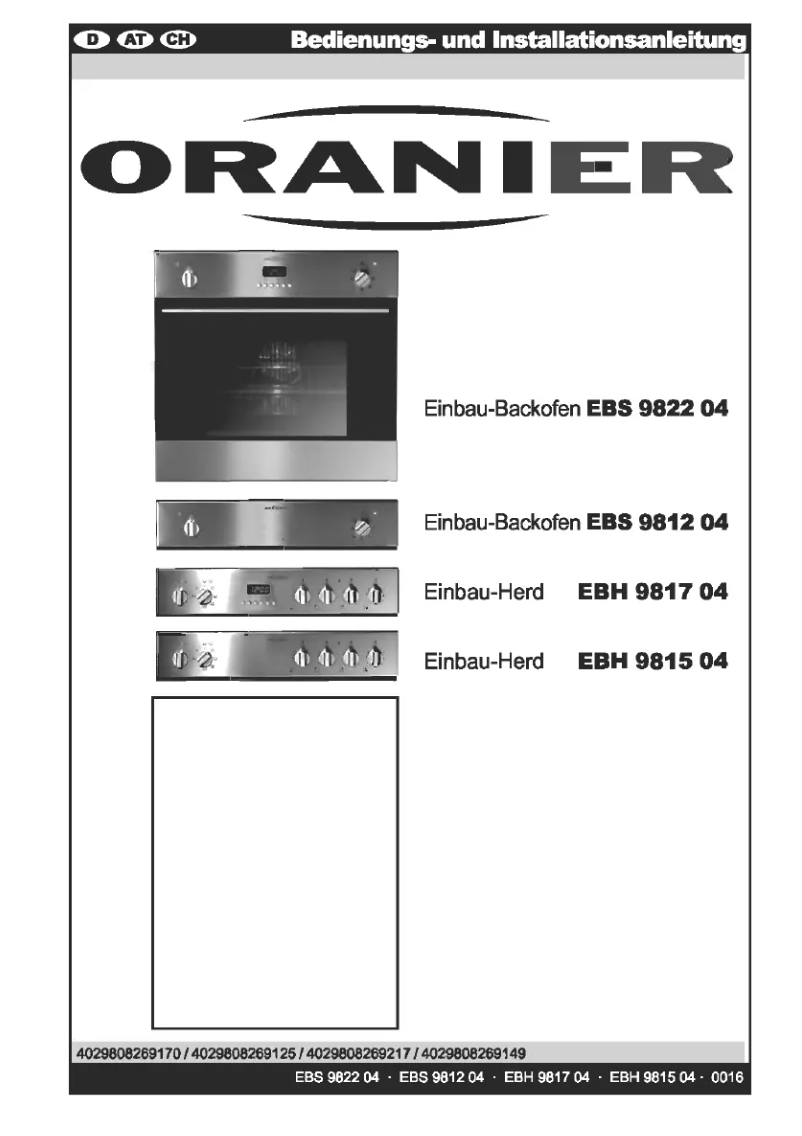Page n°1 - Manuel utilisateur Oranier EBH 9815 04