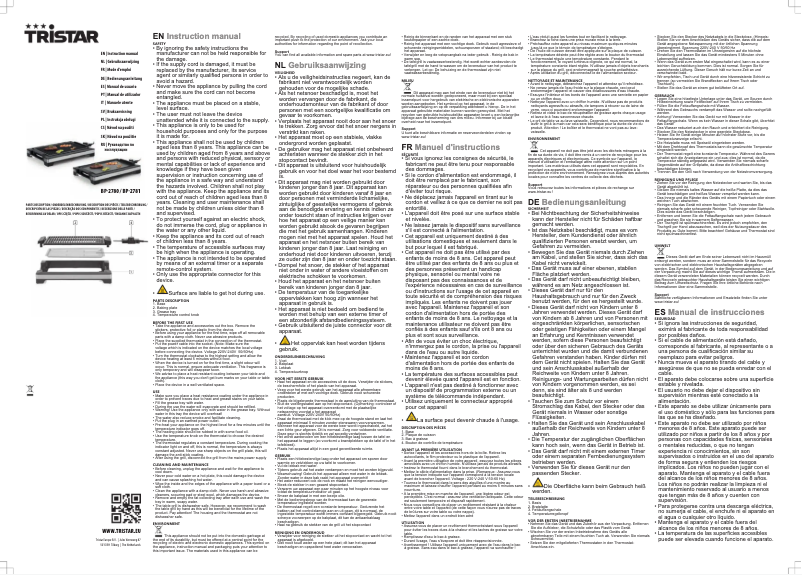 Page 1 of the manual User Manual TriStar BP-2780