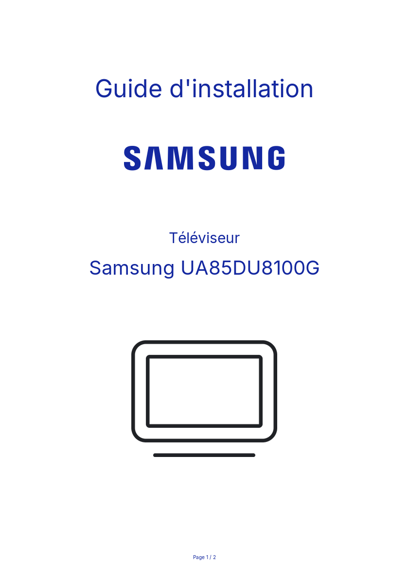 Page n°1 - Guide d'installation Samsung UA85DU8100G