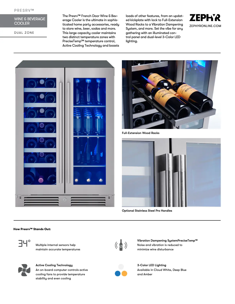 Page 1 de la notice Fiche technique Zephyr PRWB24C32CG