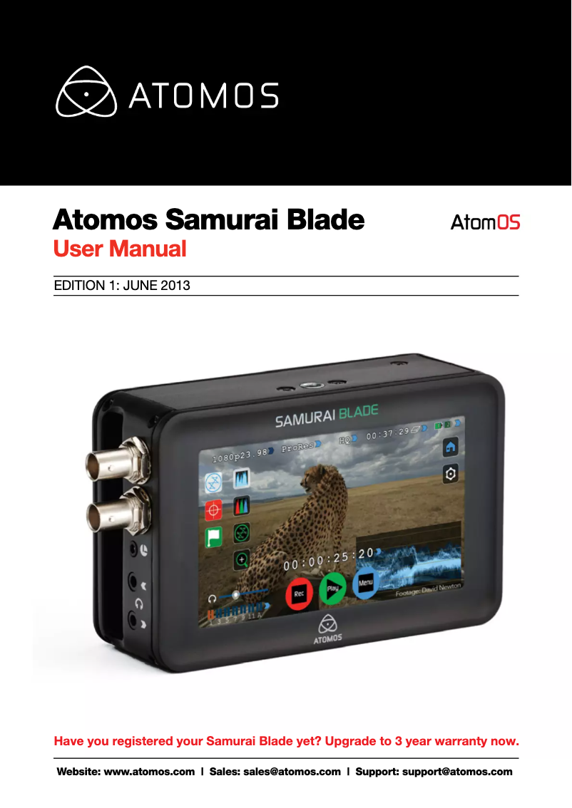 Page 1 de la notice Manuel utilisateur Atomos Samurai Blade