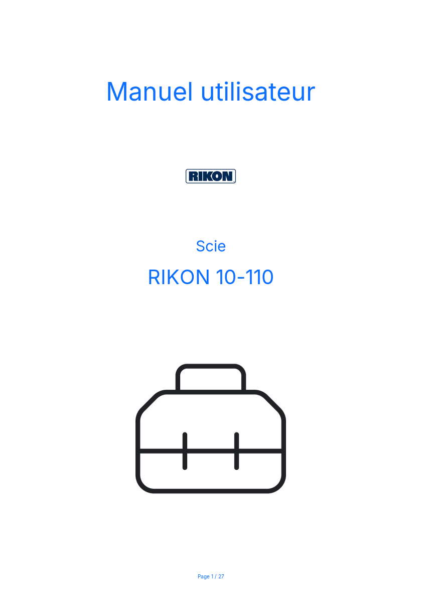 Page n°1 - Manuel utilisateur RIKON 10-110