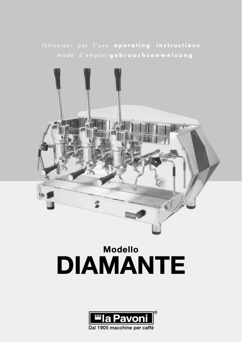 Page n°1 - Manuel utilisateur la Pavoni Diamante E61 Manual 2 Groups