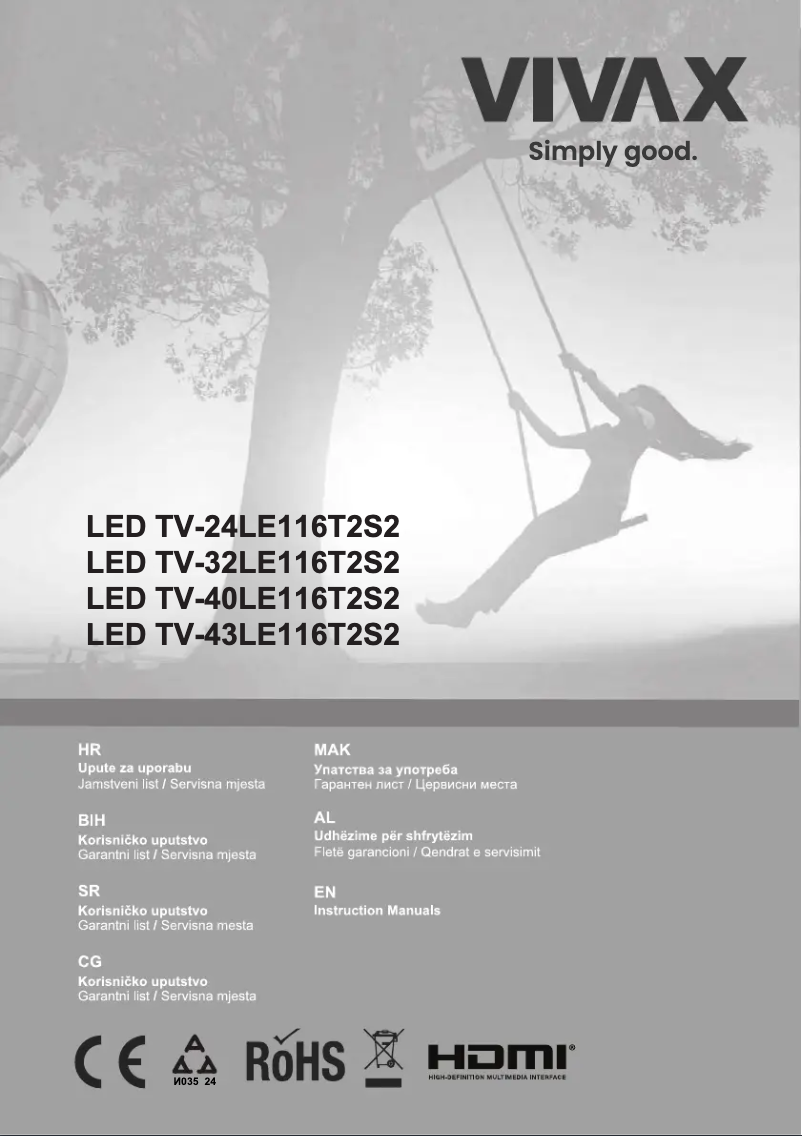 Page n°1 - Manuel utilisateur Vivax LED TV-43LE116T2S2