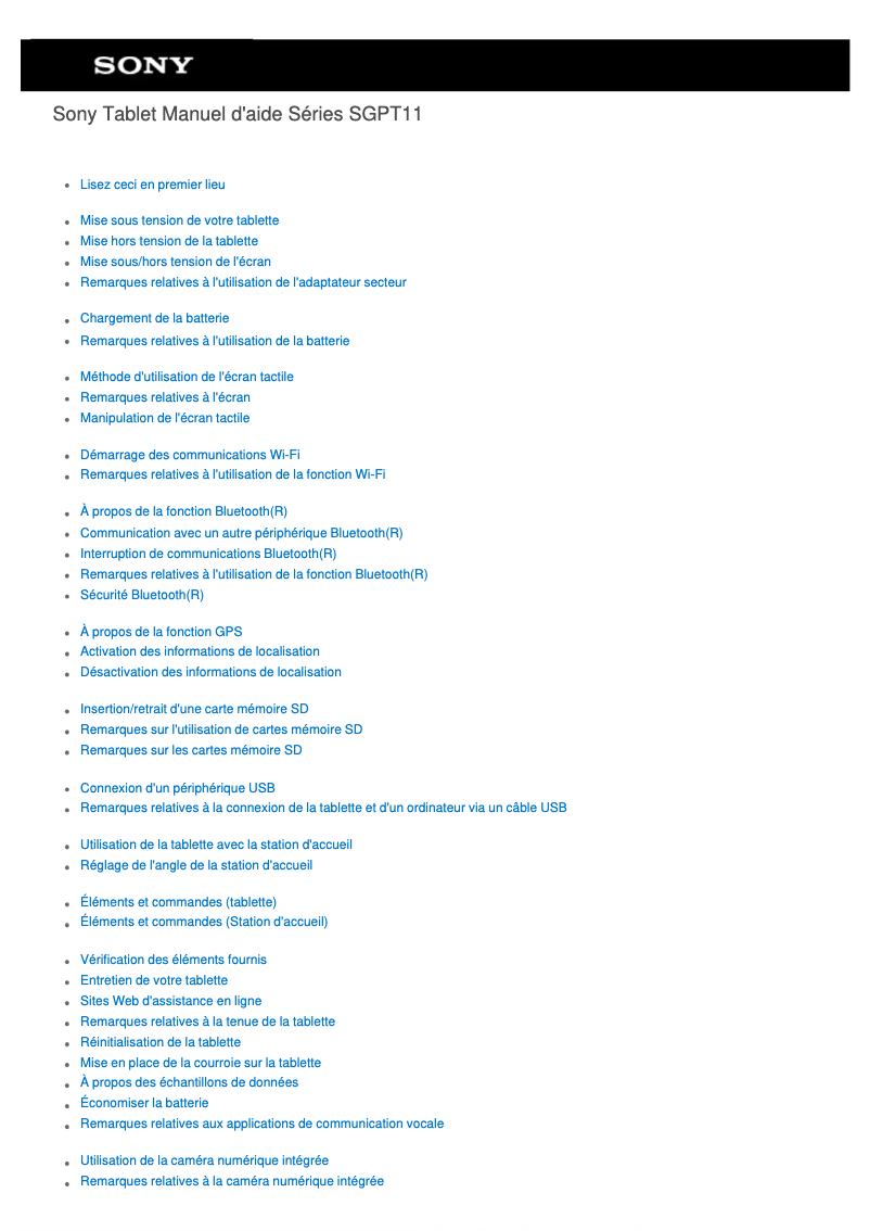Page n°1 - Manuel utilisateur Sony SGPT11