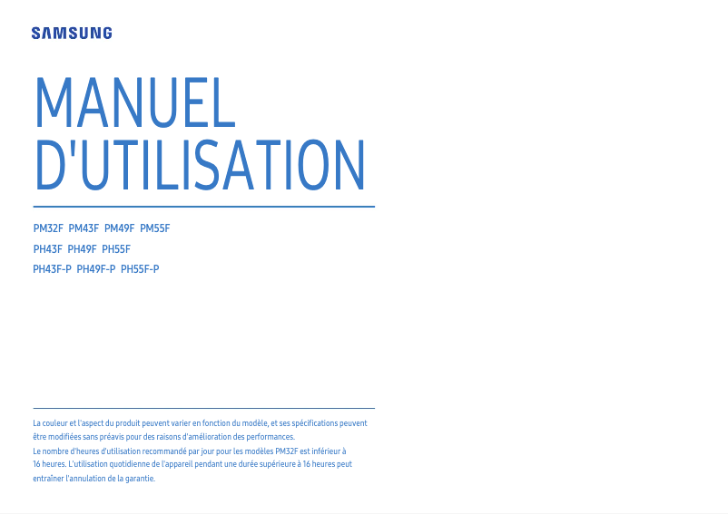 Page n°1 - Manuel utilisateur Samsung LH49PMFPBGC