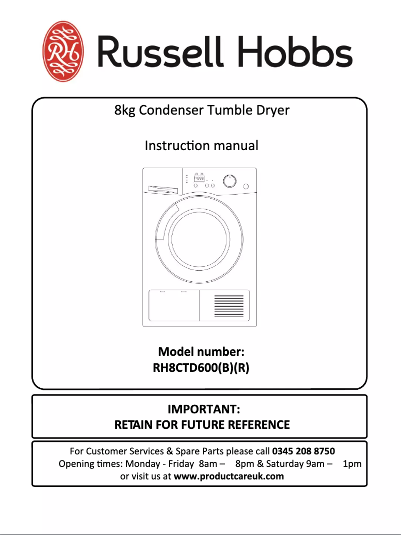 Image de la première page du manuel de l'appareil RH8CTD600