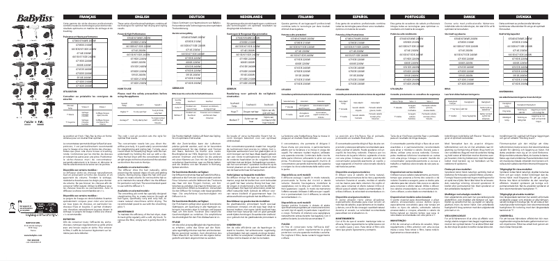 Page 1 de la notice Manuel utilisateur BaByliss Style Pro 2100 6710DE