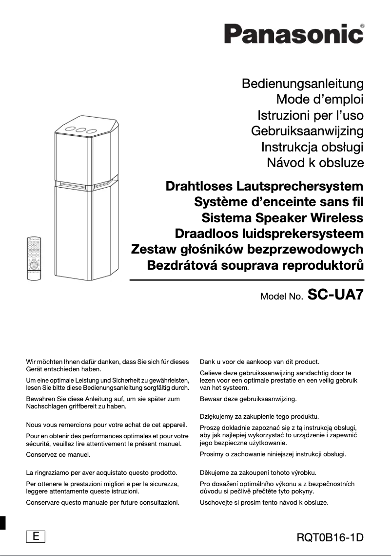 Page n°1 - Manuel utilisateur Panasonic SC-UA7