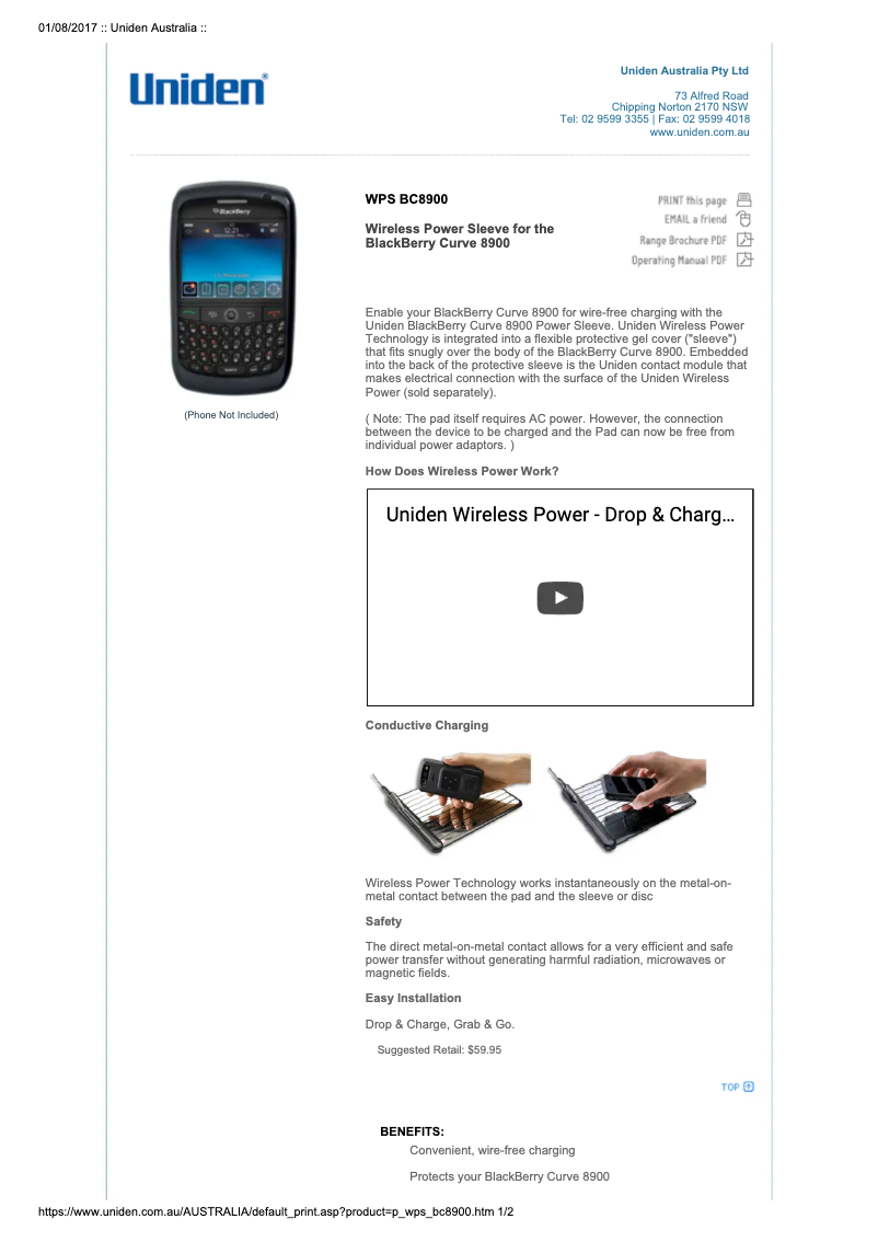 Page 1 de la notice Manuel utilisateur Uniden WPS BC8900