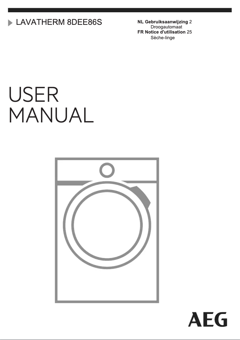 Page 1 de la notice Manuel utilisateur AEG T8DEE86S