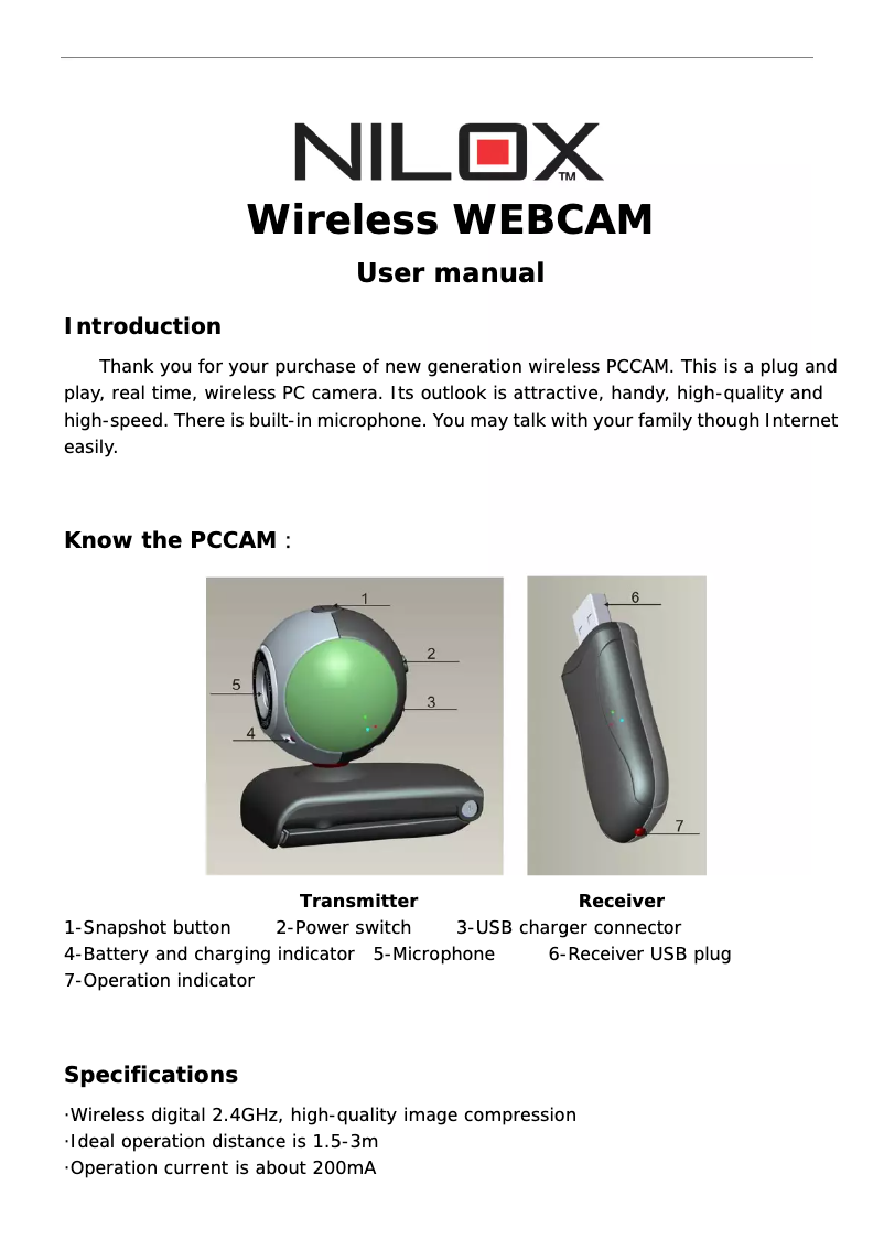 Page 1 de la notice Manuel utilisateur Nilox NX-300