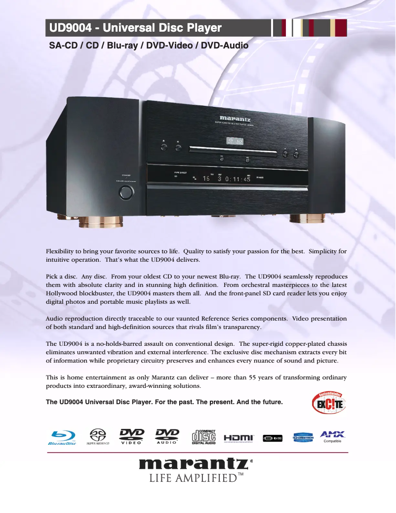 Page 1 de la notice Fiche technique Marantz UD9004