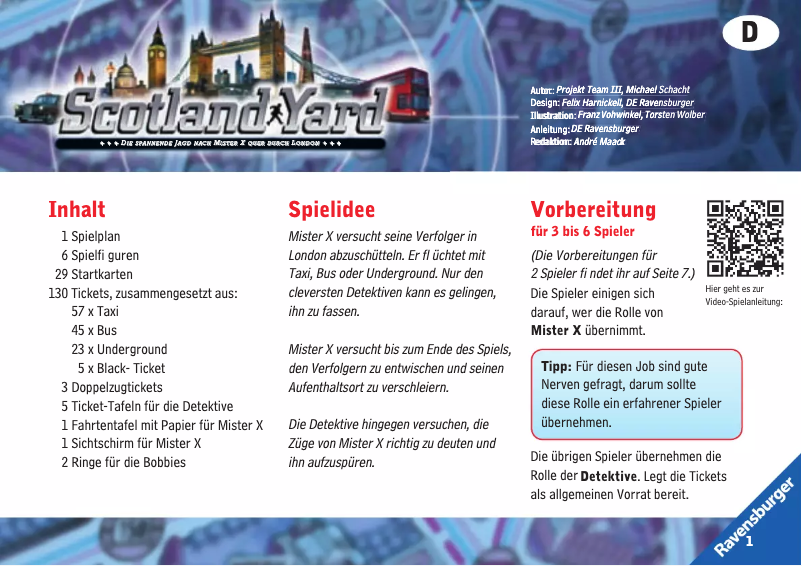 Page n°1 - Manuel utilisateur Ravensburger Scotland Yard