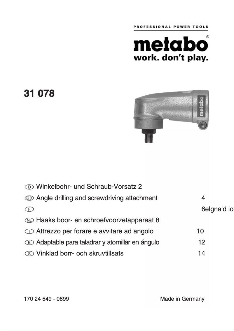 Página 1 del manual Manual de usuario Metabo 31 078