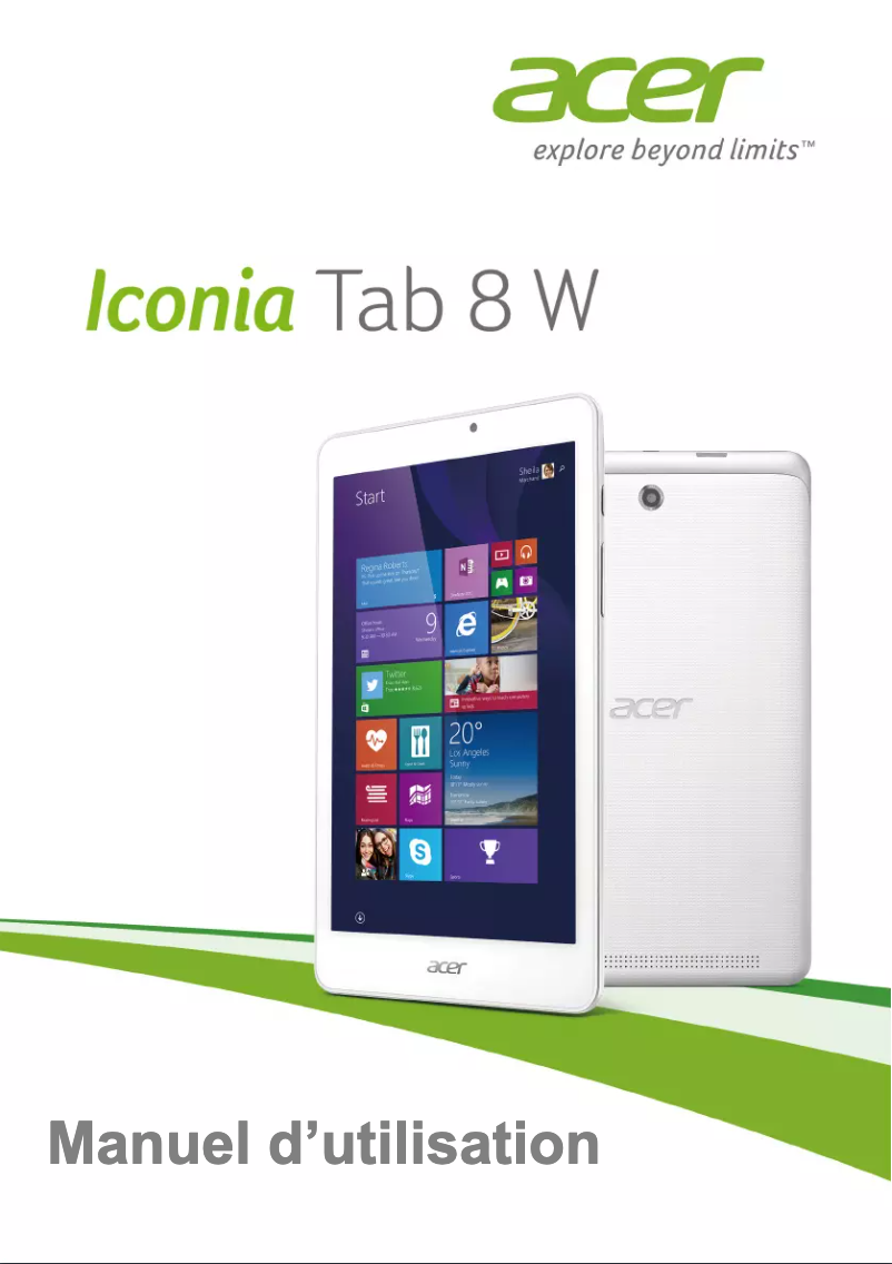 Image de la première page du manuel de l'appareil Iconia Tab 8 W