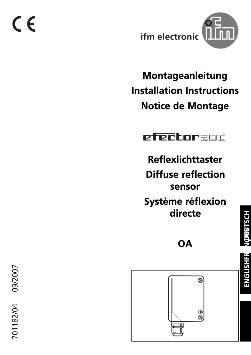 Page n°1 - Manuel utilisateur IFM OA0108