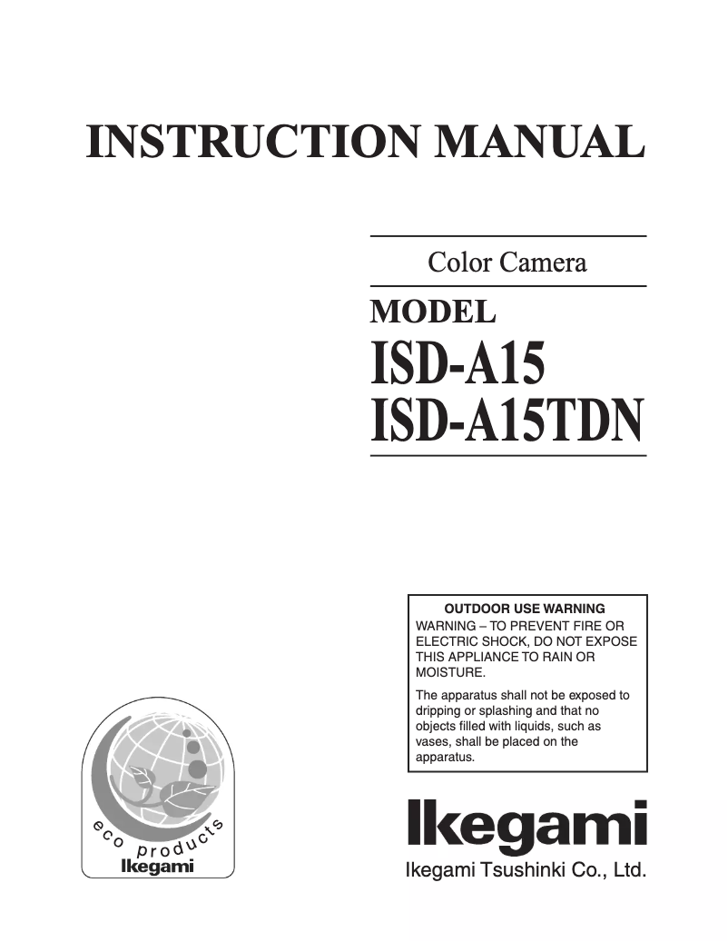 Page n°1 - Manuel utilisateur Ikegami ISD-A15