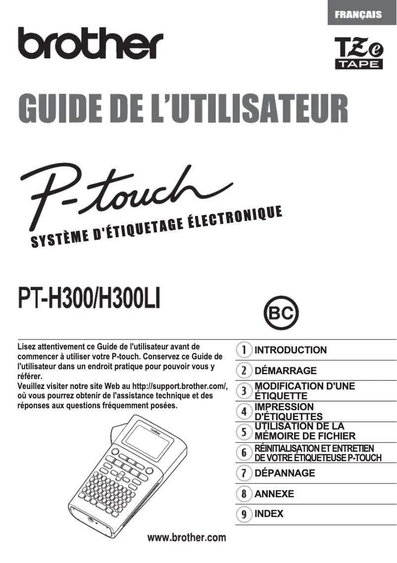 Page 1 de la notice Manuel utilisateur Brother PT-H300