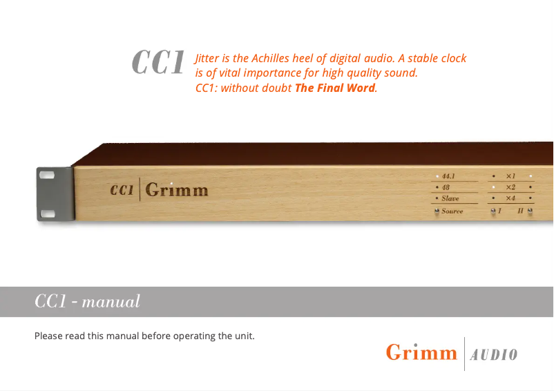 Página 1 del manual Manual de usuario Grimm Audio CC1