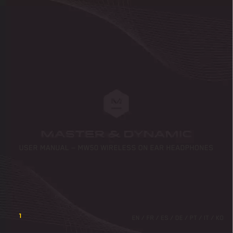 Page n°1 - Manuel utilisateur Master & Dynamic MW50 Wireless