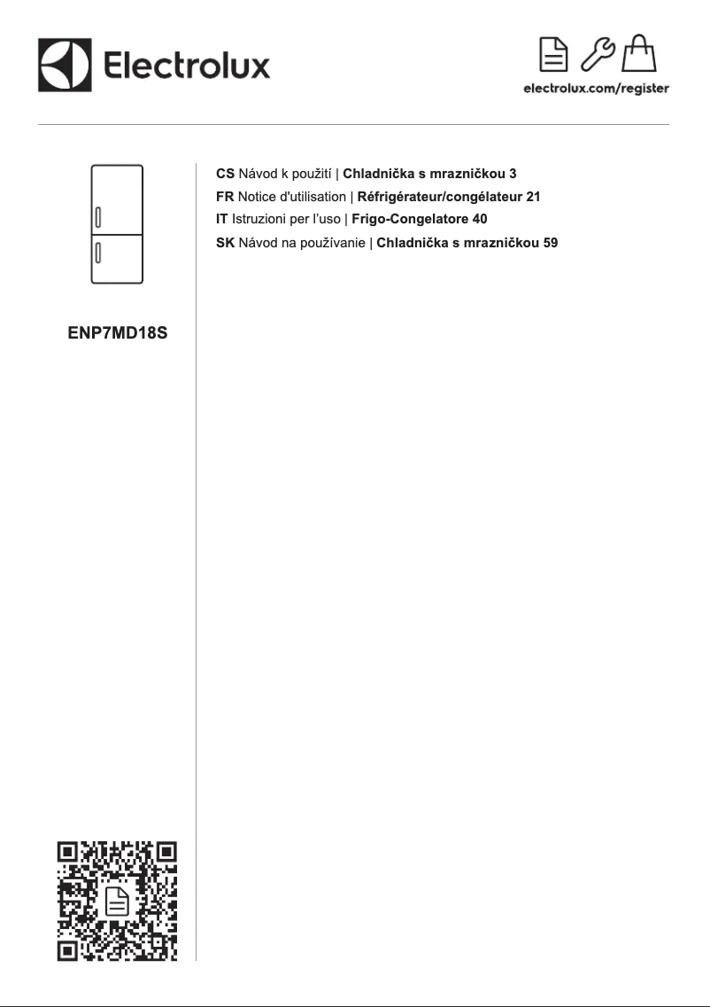 Page 1 de la notice Manuel utilisateur Electrolux ENP7MD18S