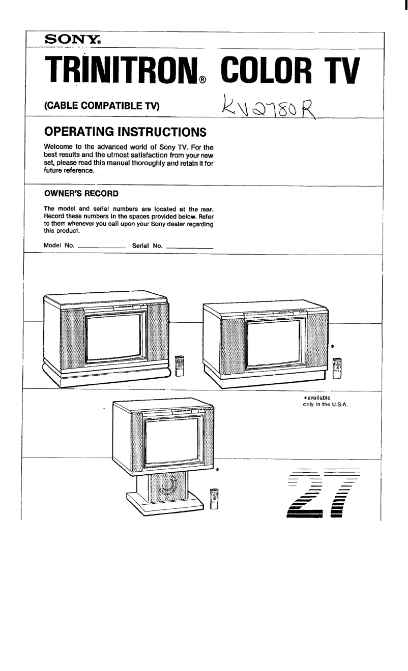 Page 1 de la notice Manuel utilisateur Sony KV-2780R