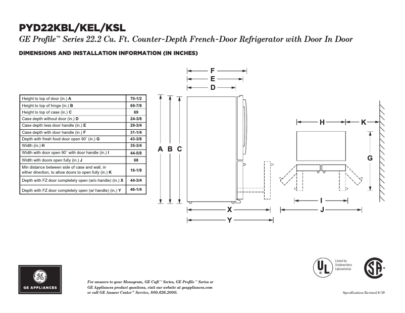 Image de la première page du manuel de l'appareil Profile PYD22KSLSS