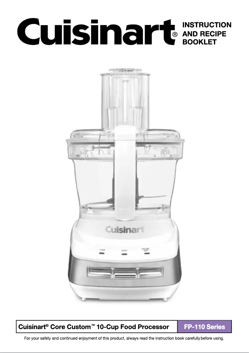 Page 1 de la notice Manuel utilisateur Cuisinart Core Custom FP-110SS