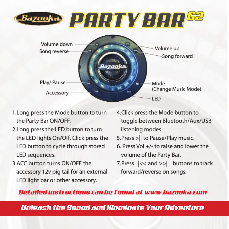 Page n°1 - Guide d'installation Bazooka Party Bar G2