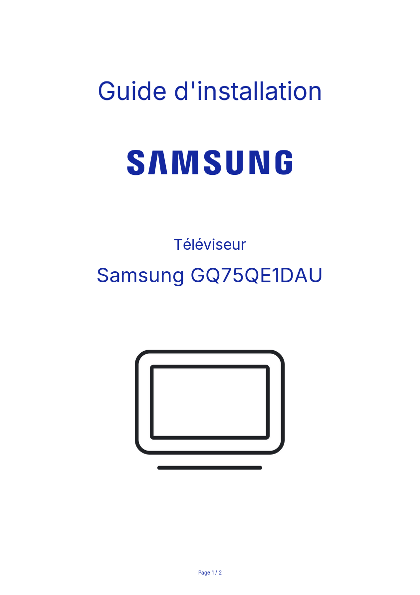 Page n°1 - Guide d'installation Samsung GQ75QE1DAU
