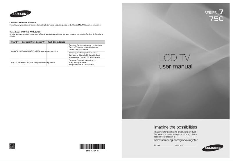 Image de la première page du manuel de l'appareil LN46A750R1F