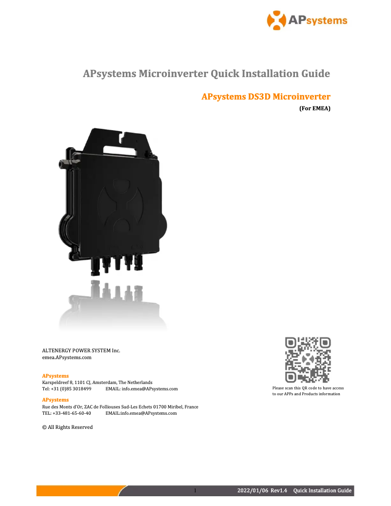 Page n°1 - Guide d'installation APsystems DS3D