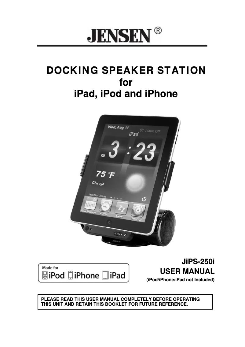 Page n°1 - Manuel utilisateur Jensen JiPS-250i