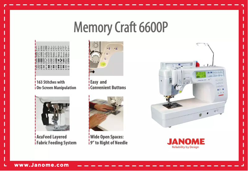 Page 1 de la notice Fiche technique Janome MC6600P