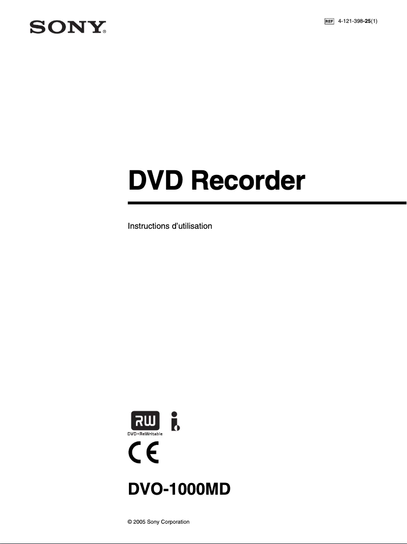 Page n°1 - Manuel utilisateur Sony DVO-1000MD