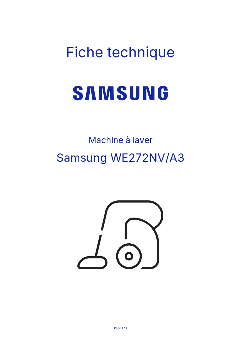 Page n°1 - Fiche technique Samsung WE272NV/A3