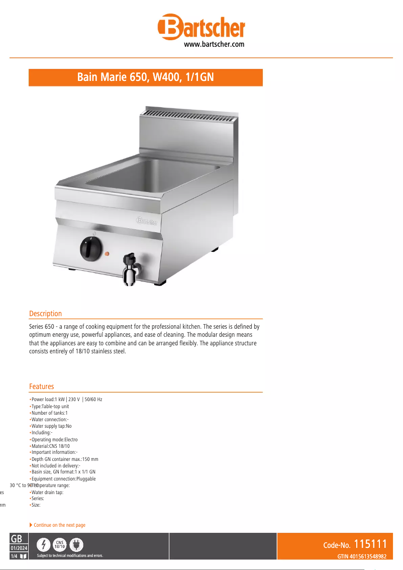 Image de la première page du manuel de l'appareil 115111