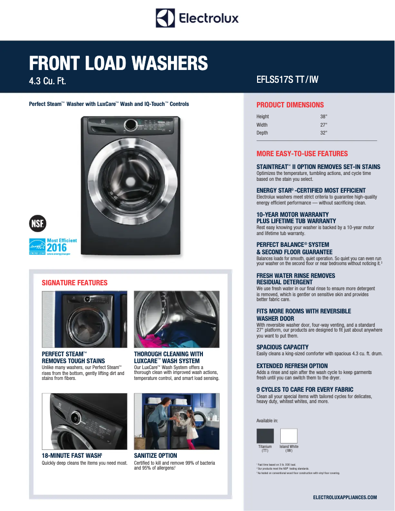 Page n°1 - Fiche technique Electrolux EFLS517S
