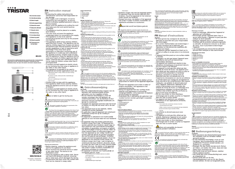 Page 1 de la notice Manuel utilisateur TriStar MK-2276