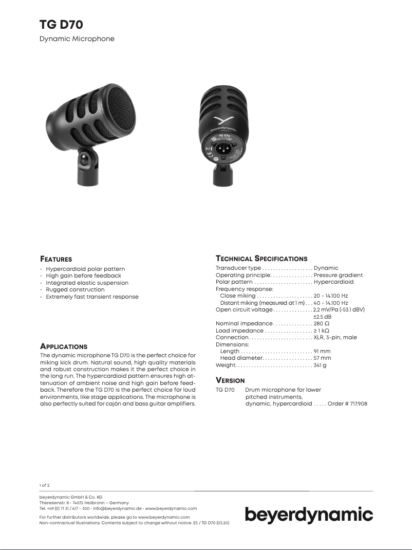 Image de la première page du manuel de l'appareil TG D70