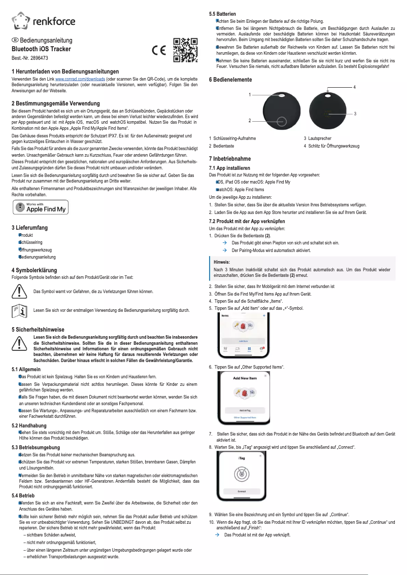 Page 1 de la notice Manuel utilisateur Renkforce RF-5792946