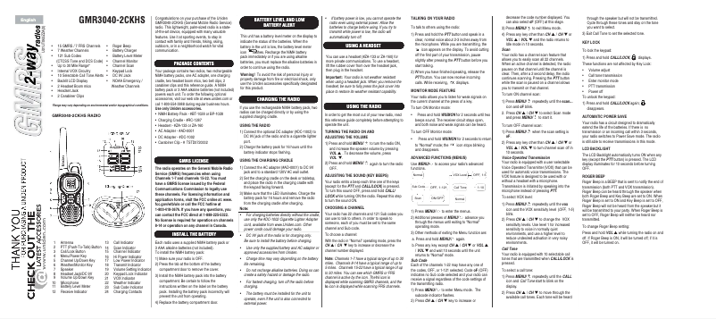 Página 1 del manual Manual de usuario Uniden GMR 3040-2CKHS