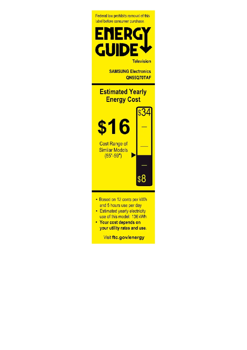 Page n°1 - Label énergétique Samsung QN55Q70TAFXZA